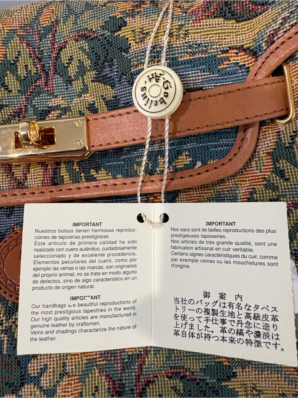New Vintage Gobelins Art tapestry satchel - Picture 7 of 9